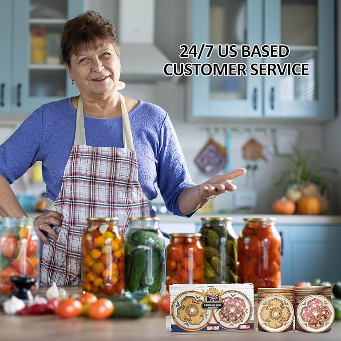 Supa Ant Wide Mouth Canning Lids (100pcs) Decorative Tin Canning Lids Wide Mouth (Versailles) Buckle Proof and Rust Proof - Perfect Fit Can Lid for Mason Jars Canning Supplies