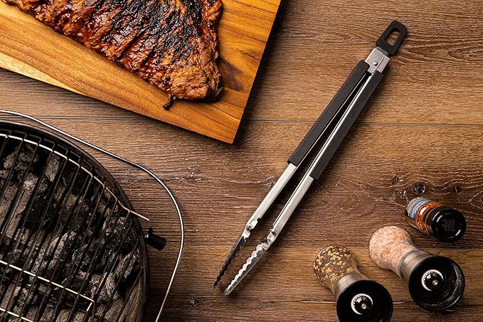16" Extra Long Tongs 18/0 Stainless Steel BBQ Grill Tongs with Durable Soft Grip Handle for Cooking - Durable Grilling Accessory, Tongs for Cooking & Kitchen, Outdoor Barbecue, Easy to Clean