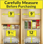 LYNK PROFESSIONAL® Pull Out Spice Rack Organizer for Inside Kitchen Cabinets - 8-1/4 inch Wide - Slide Out Drawer – Chrome Sliding Spice Cabinet Organization Shelf Racks - 2 Tier