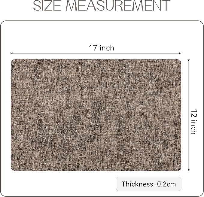 Romanstile Vinyl Placemats Set of 12-12 X 18 Inch - Heat Resistant Place Mats 100% Waterproof Oilproof Wipeable Reversible Faux Leather Table Mats for Kitchen/Dining/Party/Outdoor, Coffee