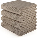 Large Kitchen Hand Towels,Cotton Waffle Weave Dish Towel for Drying, Cleaning Cloth for Kitchen Dishes - Extra Absorbent and Soft - 16 x 28 inch (Brown-4 Pack)
