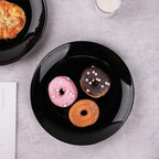DELLING 10 inch Black Dinner Plates Set, Porcelain Dessert/Salad Plate, Serving Dishes, Dinnerware Sets, Scratch Resistant, Lead-Free, Microwave, Oven, and Dishwasher Safe - Set of 4