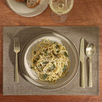 Gibson Elite Liberty Bay 16-Piece Pottery Clay Stoneware Dinnerware Set – Taupe Reactive Glaze, Stackable Plates and Bowls W/Pasta Bowl, Service for 4 – Microwave & Dishwasher Safe