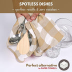 Native Fab 12 Pack Buffalo Check Kitchen Towel 16"x26" - Cotton Dish Towels Washable - Absorbent Tea Towels, Soft Hand Towel with Hanging Loop, Dish Cloth Set - Beige White