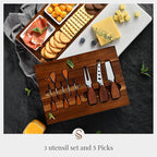 Shanik Marble & Acacia Wood Cheese Board Set – Includes 3 Ceramic Bowls, Stainless Steel Cutlery – Charcuterie Platter Gift for Entertaining