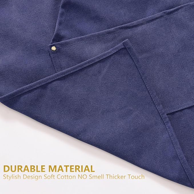 Canvas Aprons for Men Chef Apron, Work Apron with Large Pockets - 16oz Heavy Duty Cross Back, BBQ, Cooking