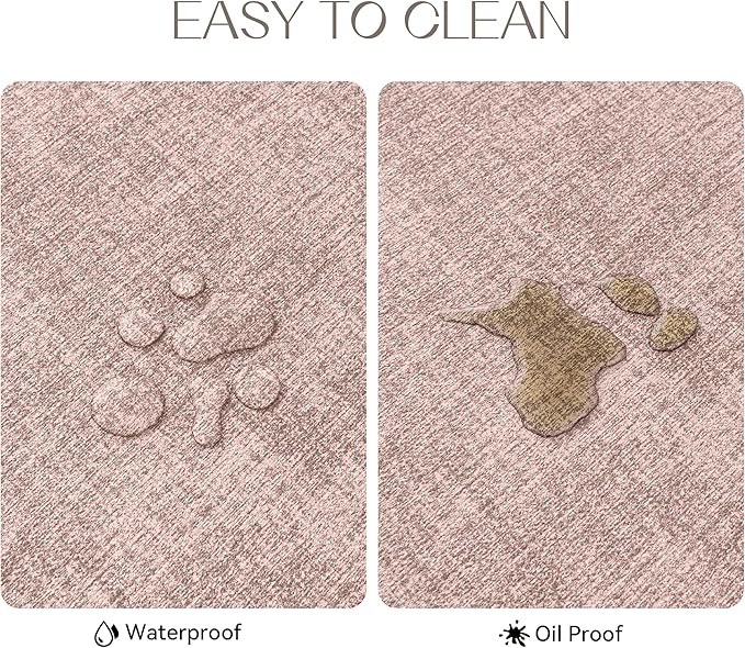 Romanstile Vinyl Placemats Set of 8-12 X 18 Inch - Heat Resistant Place Mats 100% Waterproof Oilproof Wipeable Reversible Faux Leather Table Mats for Kitchen/Dining/Party/Outdoor, Pink