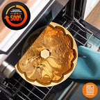 NutriChef 9-Inch Cake Pan - Heavy Die Cast Aluminum Cake Baking Mold with 2 Layers of Professional Nonstick Coating - Fluted Flow Design for Uniform Baking & Browning, Dishwasher Safe - Gold