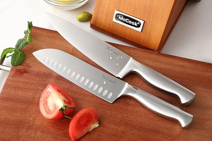 McCook® Knife Sets,German Stainless Steel Kitchen Knives Block Set with Built-in Sharpener
