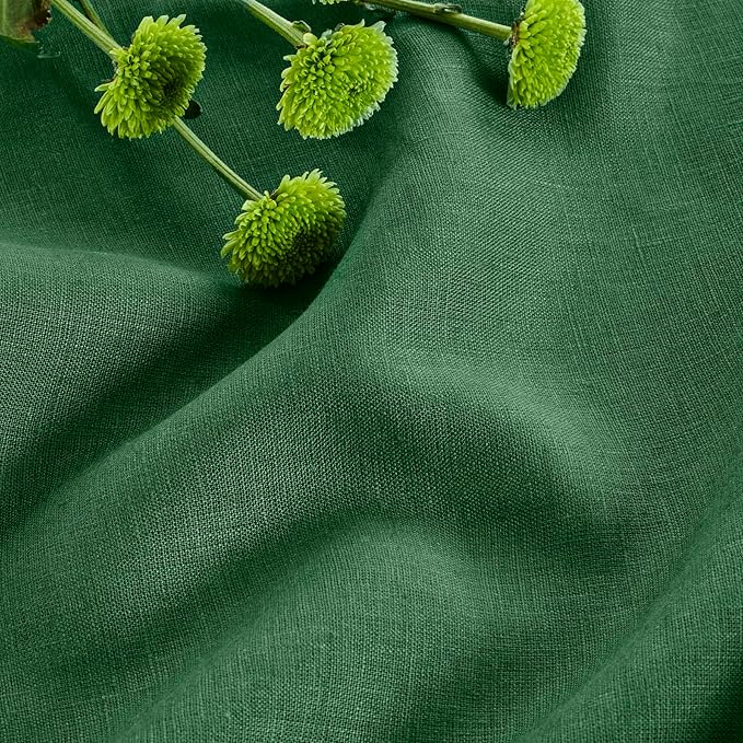 Solino Home Linen Table Runner 72 Inches Long - 100% Pure Linen Pine Green Dining Table Runner 14 x 72 Inch for Summer, Fall, Autumn - Fete