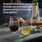Libbey Signature Kentfield Stemless Red and White Wine Glasses Set of 12, Elegant, Dishwasher Safe Wine Glass Set for Birthdays, Weddings & More