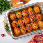 NYHI 9x13 Disposable Aluminum Foil Pans With Lids Large Half Size Deep Steam Pan and Oven Buffet Trays Food Containers for Catering Baking Roasting (1)