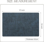 Romanstile Vinyl Placemats Set of 6-12 X 18 Inch - Heat Resistant Place Mats 100% Waterproof Oilproof Wipeable Reversible Faux Leather Table Mats for Kitchen/Dining/Party/Outdoor, Navy Blue