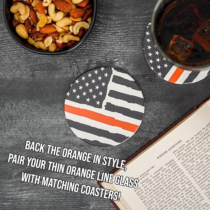 Blue Ridge Mountain Gifts - Thin Orange Line Whiskey Glass - Personalized Search and Rescue Glass, SAR Appreciation, Rescue Workers Gift, Custom Correction Officer Barware, EMS Support Glassware