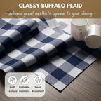 Native Fab Table Runner Buffalo Check Plaid 100% Cotton - 13x102 Inches Kitchen Dining Table Decoration for Indoor Outdoor Farmhouse Home Party Decor -Navy Blue and White