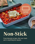 Caraway Non-Stick Ceramic 9”x13” Rectangle Pan Duo - Naturally Slick Ceramic Coating - Non-Toxic, PTFE & PFOA Free - Perfect for Brownies, Lasagnas, and More - Navy