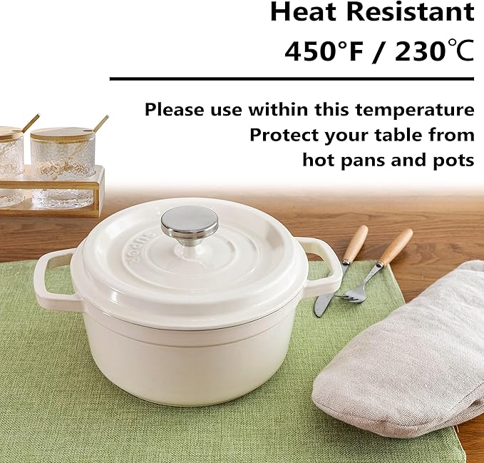 Home Brilliant Cloth Placemats Set of 6 Heat Resistant Dining Table Place Mats Kitchen Table Mats for Holiday Dinner Decor, Grass Green