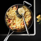 Circulon Clad Stainless Steel Saute Pan with Lid and Hybrid SteelShield and Nonstick Technology, 5 Quart - Silver