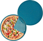 casaWare 2pc 12-inch Ultimate Pizza Pan Set, Nonstick, Ceramic Coated, (1) Solid, (1) Perforated (Blue Granite)