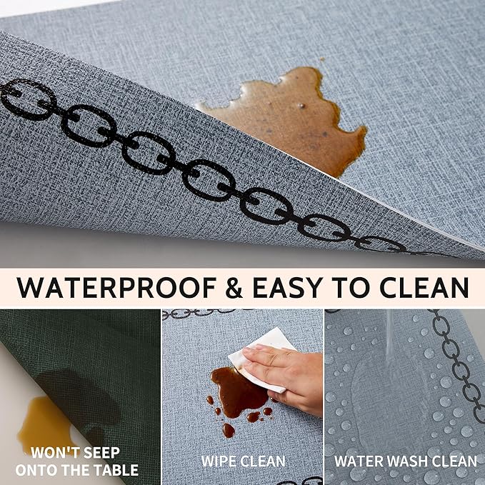 Placemats Set of 4, Heat Resistant & Waterproof Table Mats for Dining, Non Slip Scratch Proof Place Mats for Kitchen, Easy to Clean - Outdoor,Indoor Use（17x12 Inch）