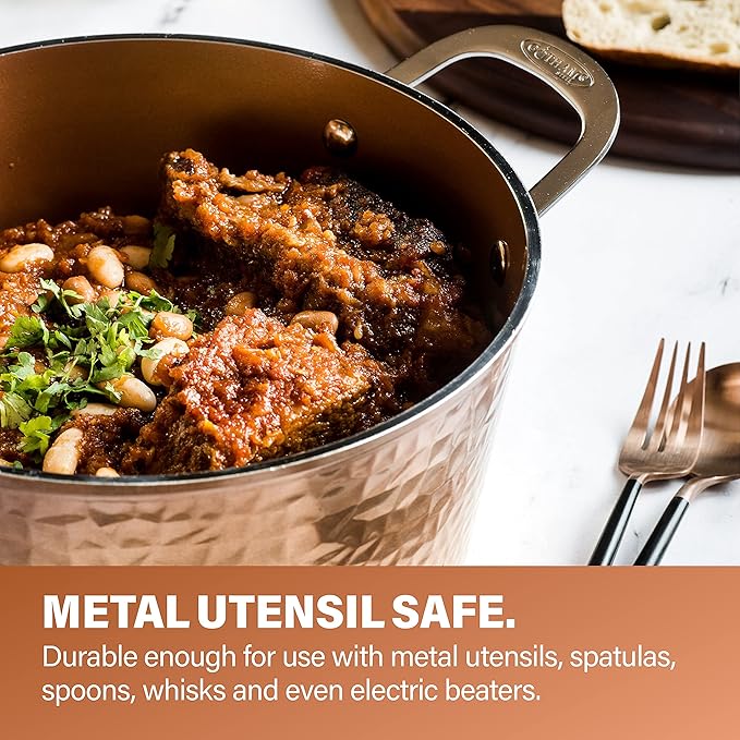 Gotham Steel Hammered 20 Pc Ceramic Cookware Set Nonstick, True Ceramic Pots and Pans Set Non Stick with Deep Square Pan Set & Bakeware Set, Non Toxic PFOA PFOS Free, Oven & Dishwasher Safe