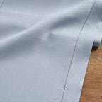 Solino Home Linen Dusty Blue Table Runner 72 Inches Long - 100% Pure Linen Hemstitch Table Runner 14 x 72 Inch for Dresser, Dining, Summer, Fall, Autumn, Halloween - Classic Hemstitch