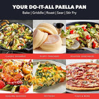 GreenPan x Bobby Flay 15” Carbon Steel Paella Pan, Pre-Seasoned, Nontoxic, PFAS-Free, Induction Compatible, Flat Bottom, Rice & Seafood Dishes, High Heat & Oven Safe Durable, Cast Iron Alternative