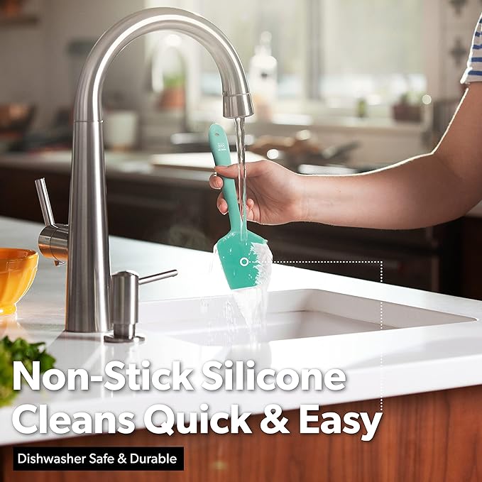 DI ORO Silicone Spatula Set - Rubber Kitchen Spatulas for Baking, Cooking, & Mixing - 600°F Heat-Resistant & BPA Free Silicone Scraper Spatulas for Nonstick Cookware - Dishwasher Safe (3pc, Mint)