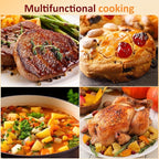 Sunvivi 18-Quart Roaster Oven with Self-Basting Lid, Electric Turkey Roaster Oven with Removable Pan and Rack, Stainless Steel, Grey