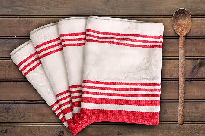 Urban Villa Kitchen Towels 100% Cotton Pack of 6, Highly Absorbent Quick Drying Super Soft Premium Dish Towels 20x30 Inch for Kitchen with Hanging Loop Hand & Tea Towels - Pink/White