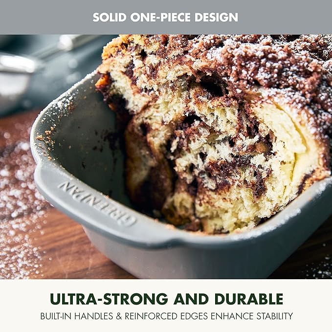 GreenPan Premiere Ovenware Healthy Ceramic Nonstick 1 lb. Loaf Baking Pan, PFOA & PFAS-Free, Warp-Free Bakeware, Durable Quick Heating Baking Tray, Oven and Broiler Safe to 600F, Dishwasher Safe, Gray