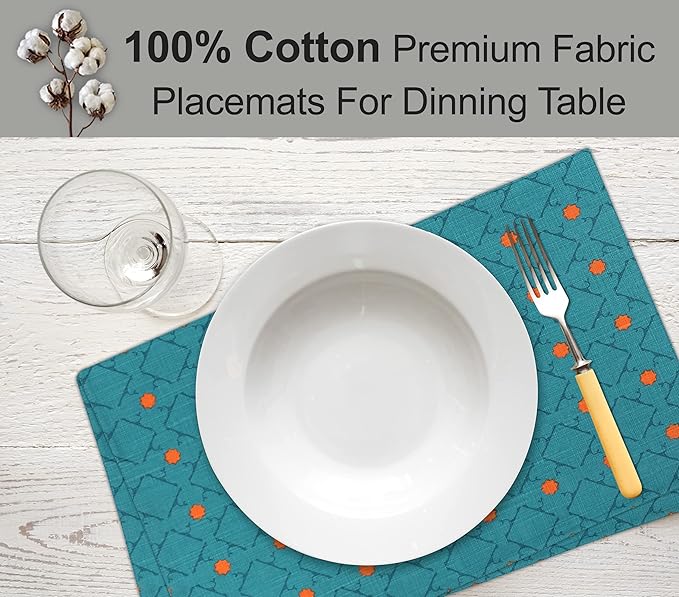 Ruvanti Placemats 100% Cotton 13x19 Inch, Dining Table Placemats Set of 6, Modern Place Mats for Dining Table Decor, Kitchen & Table Linens, Coffee Mat for Christmas Dinners - Combo
