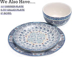 Bico Blue Talavera Cereal Bowls Set of 4, 26 oz Deep Ceramic Soup Bowls for Cereal, Salad, Noodles, Kitchen, Microwave and Dishwasher Safe, Gift for Housewarming and Thanksgiving