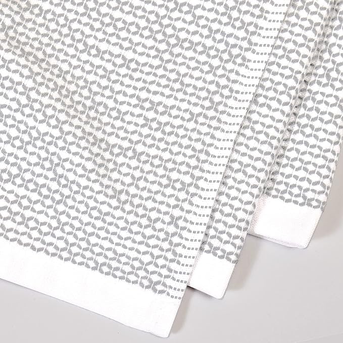 Realm 100% Cotton Dobby Textured Kitchen Dish Cloths | Pebble Grey 13" x 13" Inch Soft, Plush & Absorbent Quick Drying Dish Towels (6 Pack)