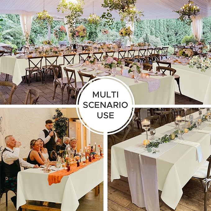 Fitable 8 Pack Table Cloth Rectangle Table: Stain and Wrinkle Resistant Tablecloth Rectangular, Washable Polyester Tablecloths for Wedding Party Dining Banquet Event Catering(Ivory, 70x108 Inch)