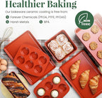 Larder & Vine 8-Piece Bakeware Set | Non-Stick Baking Set with Ceramic Finish | PFAS, PFOA, PTFE, and BPA Free Baking Essentials | Baking Sheets, Muffin Tins and Assorted Baking Pans | Cabernet