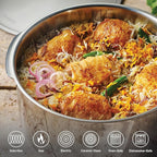 Tramontina Utsava 9.5-Quart Tri-Ply Clad Stainless Steel Tope with Lid, Extra Large Patila Pot for Indian Cooking