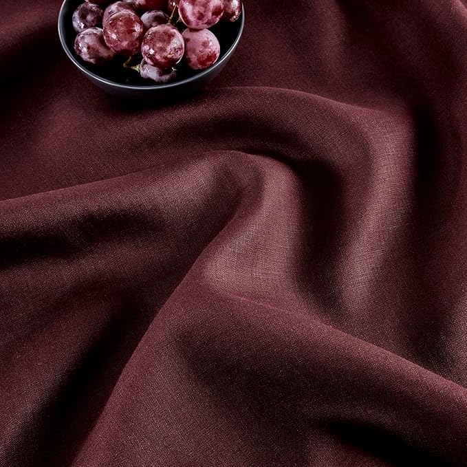 Solino Home Linen Burgundy Table Runner 108 Inches Long - 100% Pure Linen 14 x 108 Inch Table Runner for Summer, Fall, Autumn - Classic Hemstitch