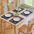 Softalker Faux Linen Placemats Set of 8-12 x 18 Inch, Heat Resistant Double Layered Durable Burlap Farmhouse Place Mats, Non-Slip Washable Rustic Table Mats for Dining, Kitchen, Party（Purple