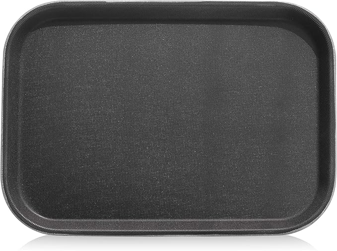 New Star Foodservice 24852 Restaurant Grade Non-Slip Tray, Plastic, Rubber Lined, Rectangular, 10-Inch x 14-Inch, Black