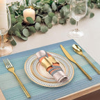 Placemats Set of 6 - Easy Clean Washable Vinyl Placemats - Wipeable Heat Resistant Table Mats for Dining Table - 17.7x11.8 Inch (6, Blue Gradient)