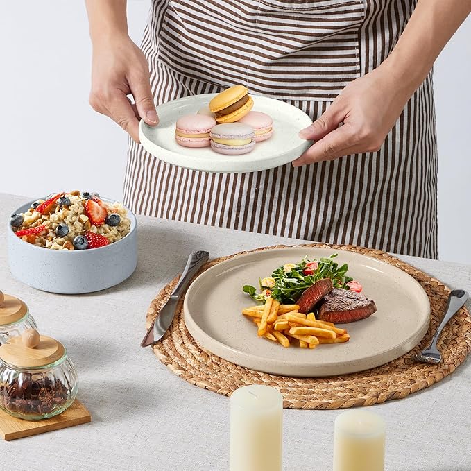 E-far Dinnerware Sets for 6, 18-Piece Stoneware Plates and Bowls Dish Set, Modern Kitchen Dinning Dishware, Chip and Scratch Resistant, Microwave & Dishwasher Safe, Speckled Multicolor