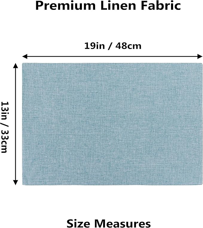 Home Brilliant Cloth Placemats Set of 8 for Holiday Dinner Linen Placemat Heat Resistant Dining Table Place Mats for Kitchen Table, 13 x 19 inches, Teal
