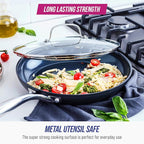 Blue Diamond Cookware Hard Anodized Ceramic Nonstick, 11" Frying Pan Skillet with Lid, PFAS-Free, Dishwasher Safe, Oven Safe, Grey