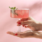 JoyJolt Elle Fluted 10oz Coupe Glass Set of 2, Unique Champagne Glasses for Cocktails and Martinis, Ribbed Vintage Style Drinking Glasses