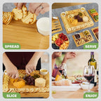 Dynamic Gear Charcuterie Boards with Drawers - Expandable Bamboo Cheese Board Set with Stainless Steel Utensils, Ceramic Bowls, Serving Trays, Utensil Drawer, and Appetizer Tray - 4 Hidden Drawers