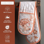 Maison d' Hermine Double Oven Mitts 100% Cotton 7"x35" Double Oven Mitt Heat Resistant BBQ Cooking Gloves with Loop, Baking, Grilling, Home, Kitchen, Handling Hot Pans (Giving Thanks)