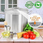 Nutrichef Stainless Steel Cookware Stockpot, 30 Quart Heavy Duty Induction Soup Pot With Stainless Steel Lid And Strong Riveted Handles, Even Heat Distribution, Compatible With Most Cooktops