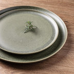 LERATIO Stoneware Dinnerware Sets for 6,Handcarft Ceramic Plates and Bowls Sets,Chip and Scratch Resistant Dishes, Dishwasher & Microwave Safe, Oven safe,Reactive Glaze-Green