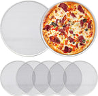 Nuogo 5 Pcs 14 Inch Pizza Pan with Holes Aluminum Mesh pizza Screen Seamless Round Tray for Oven Nonstick Baking Sheet for Kitchen Bakery Restaurant BBQ Party Cookware Supplies